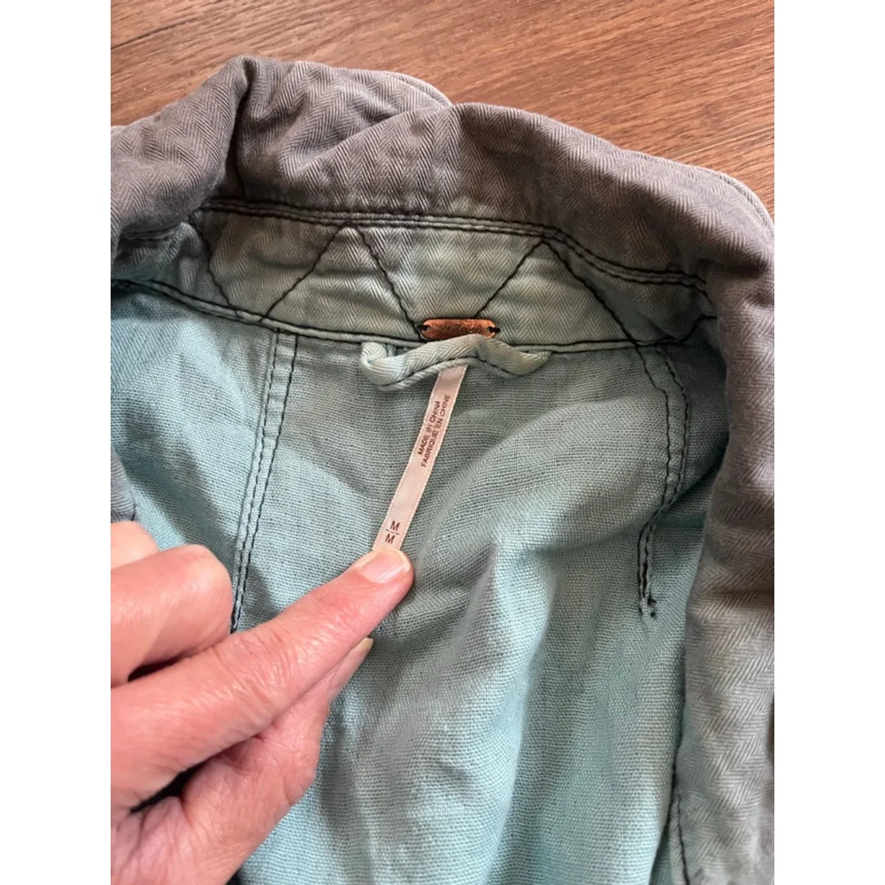 Free People double cloth jacket military drawstring M